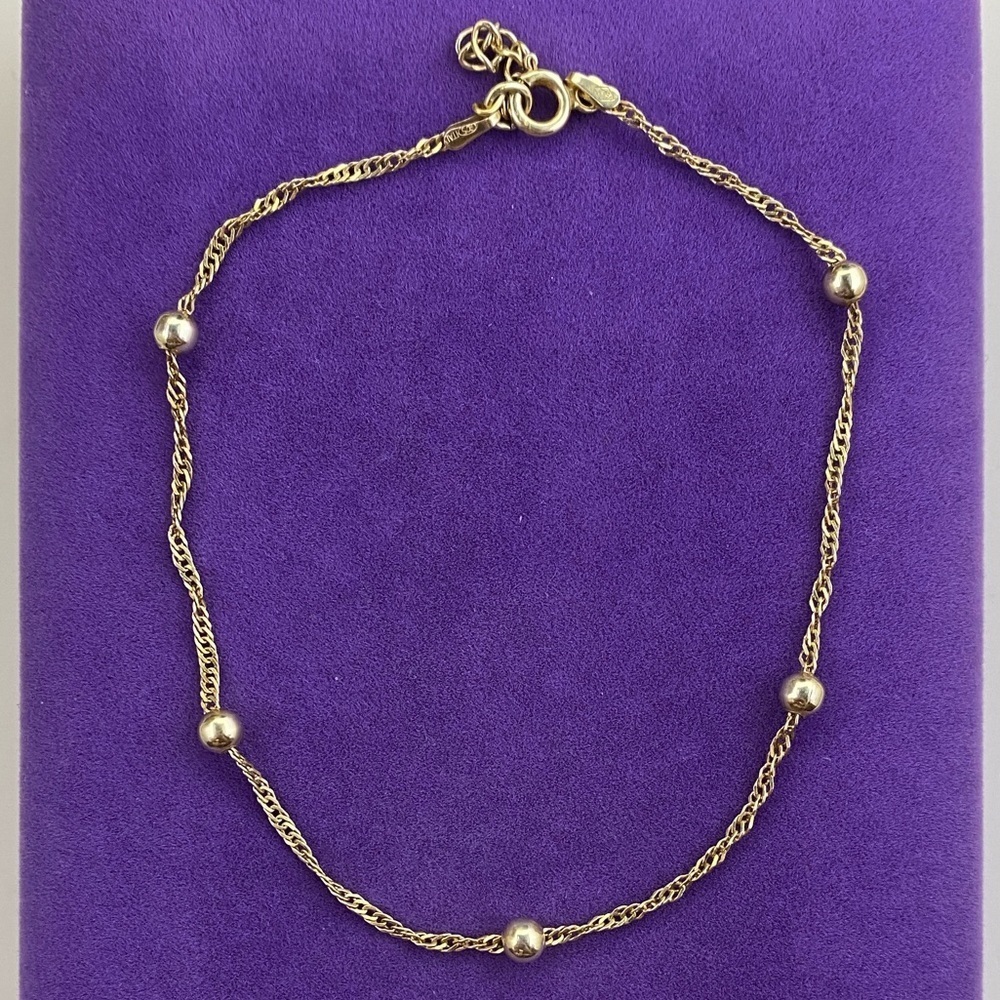 💛 Vintage 925 Gold Plated Chain Bracelet with Bead Accents